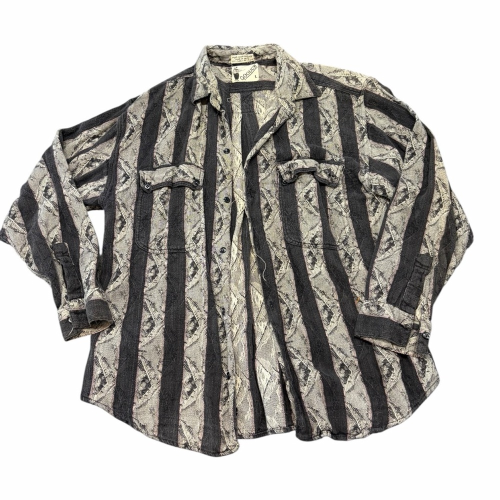 Vintage 80s Abstract Striped Button Up Collared Shirt